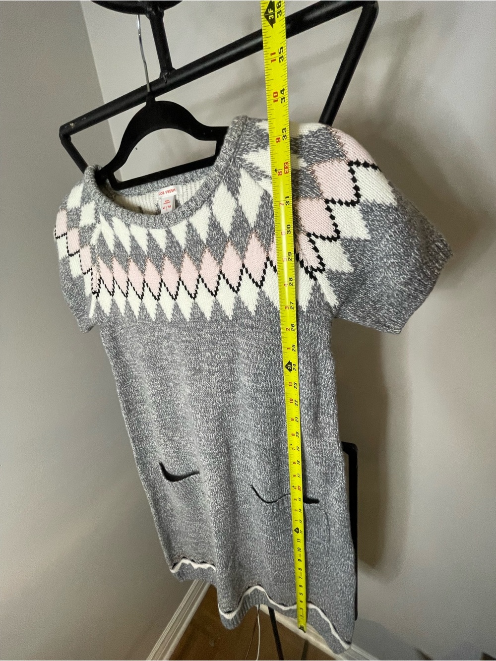 Joe Fresh Gray & White Knit Sweater Dress with Pink Accents - Picture 6 of 6